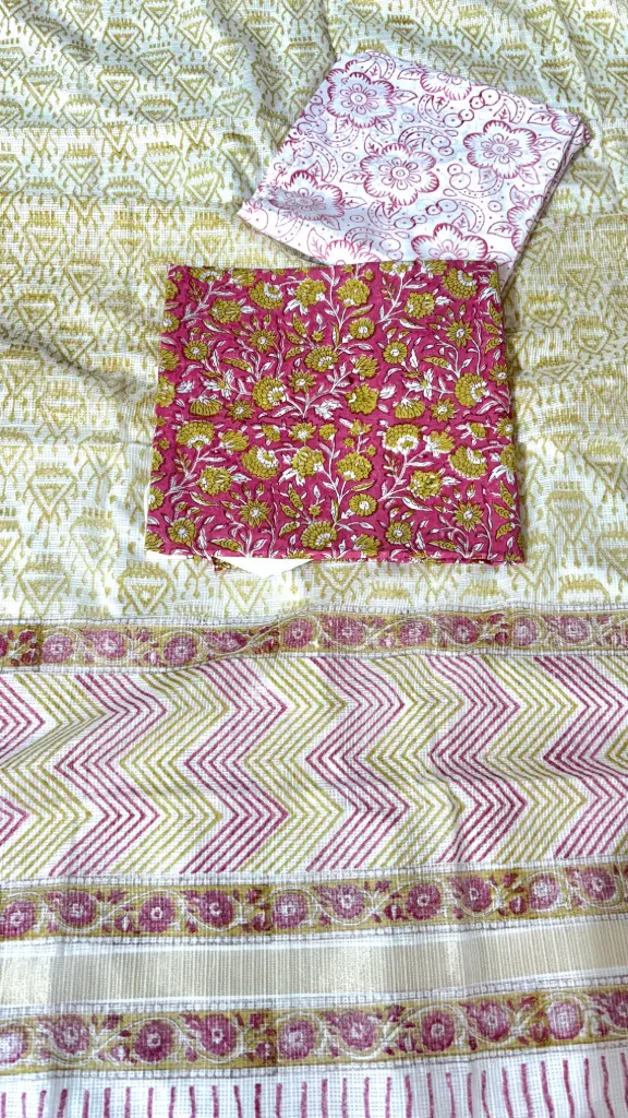 Pure Cotton suit with block print