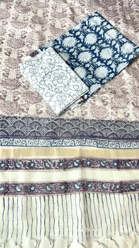 Pure Cotton suit with block print