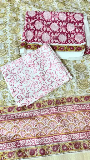 Pure Cotton suit with block print
